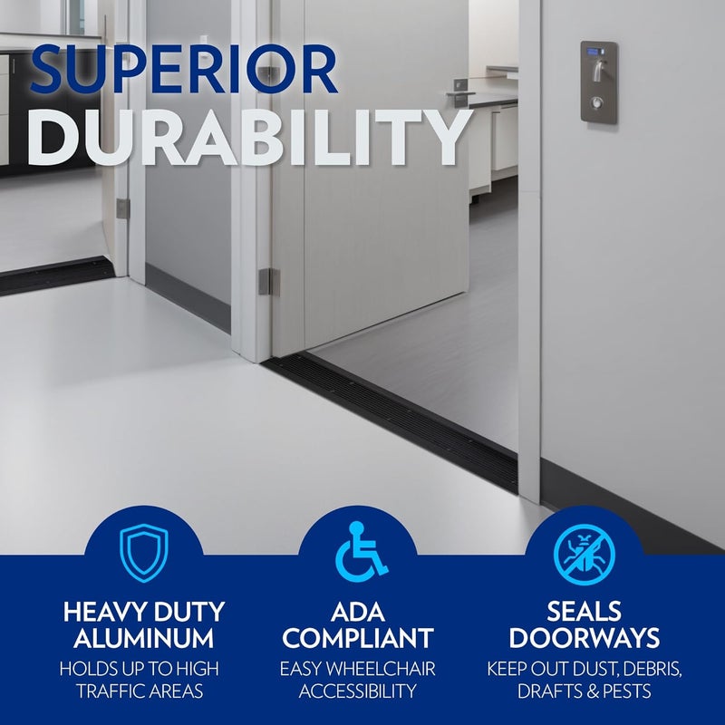 Barzen Aluminum Door Threshold Strip - Exterior Door Threshold for Doorways & Commercial Door Sill - ADA Wheelchair Compliance - Black Anodize - 5" Wide x 72" Long - Image 4